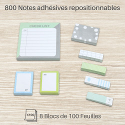 Coffret papeterie ado  800 Notes adhésives repositionnables pastel