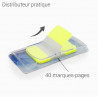 Marque page plastifié reposition 40 feuilles jaune 45 x 25mm suspendu