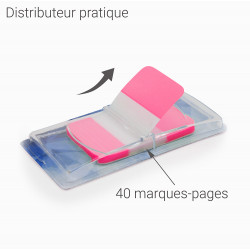 Marque page plastifié reposition 40 feuilles rose 45 x 25mm suspendu