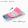 Marque page plastifié reposition 40 feuilles rose 45 x 25mm suspendu