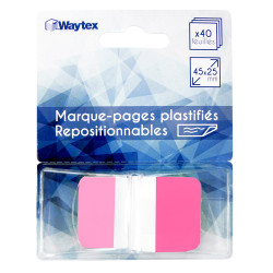 Marque page plastifié reposition 40 feuilles rose 45 x 25mm suspendu