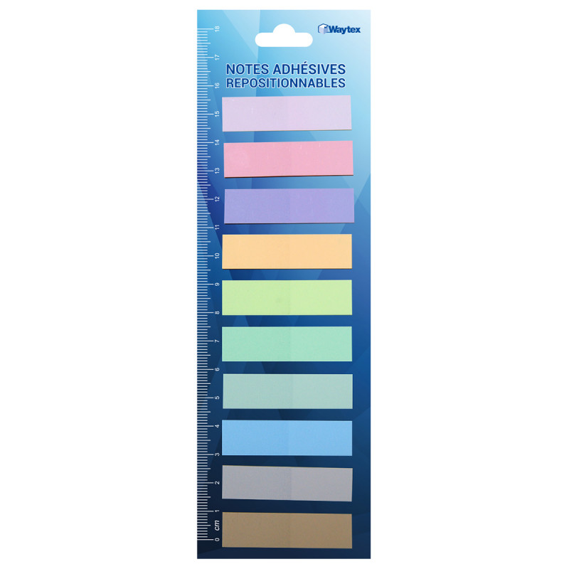 200 Marque-pages autocollants plastifié pour livre couleur pastel 10 blocs 45 x12mm
