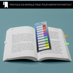 200 Marque-pages adhésifs papier bicolores néon 10 blocs 45 x12mm