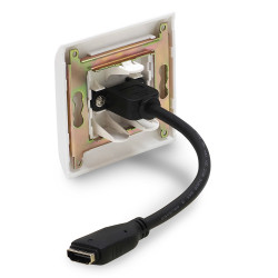 Prise murale HDMI complète plastron câblé + plaque murale et grille
