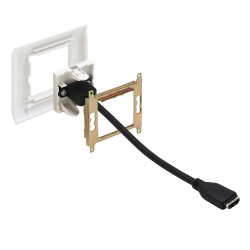 Prise murale HDMI complète plastron câblé + plaque murale et grille