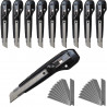 Pack 10 cutters 18mm à molette + 40 lames de rechange