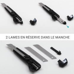 Pack 3 cutters 18mm à molette guide lame métal et 9 lames incluses