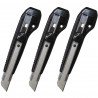 Pack 3 cutters 18mm à molette guide lame métal et 9 lames incluses