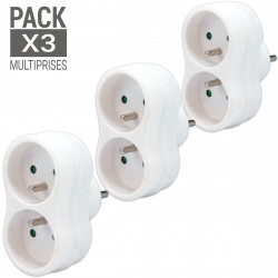 Pack 3 multiprise monobloc 2 prises femelles 16A