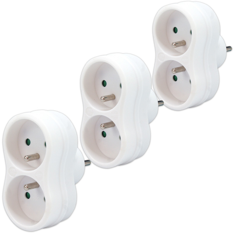 Pack 3 multiprise monobloc 2 prises femelles 16A
