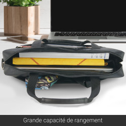 Sacoche Porte Documents Multipoches et PC jusqu'à 15.6'' Nylon Noir