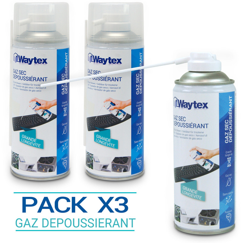 Lot de 3 gaz dépoussiérant air sec aérosols 400ml