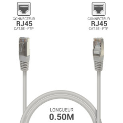Câble RJ45 Réseau Ethernet Cat 5e FTP blindé Gris 0,50m