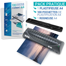 Plastifieuse A4 A5 A6 A7  Rapide avec 100 pochet A4 et Rogneuse A4