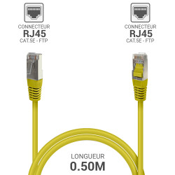 Câble RJ45 Réseau Ethernet Cat 5e FTP blindé Jaune 0,50m