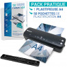 Pack Plastifieuse A4 Pro à chaud et à froid +50 Poch. A4 + 1 Rogneus