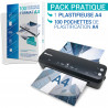 Pack Plastifieuse A4 Pro à chaud et à froid avec 100 Pochettes A4