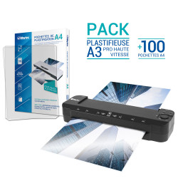 Pack Plastifieuse Pro Rapide A3 2x150 mic avec 100 pochettes A4