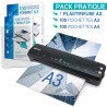 Pack Plastifieuse A3 avec 200 pochettes (100 A4+100 A3)