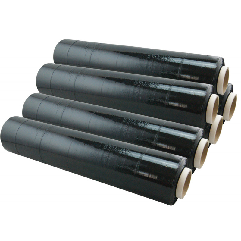Lot de 6 - Film étirable 23 microns larg. 50cm x long.250m noir