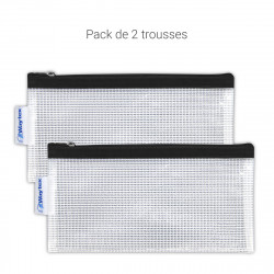 Lot de 2 Trousses transparente Eva zippée 11x22 cm bordure noire