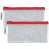 Lot de 2 Trousses transparente Eva zippée 11x22 cm bordure rouge