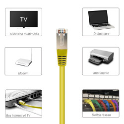 Câble Réseau Ethernet RJ45 Cat 5e FTP blindé Jaune 1m