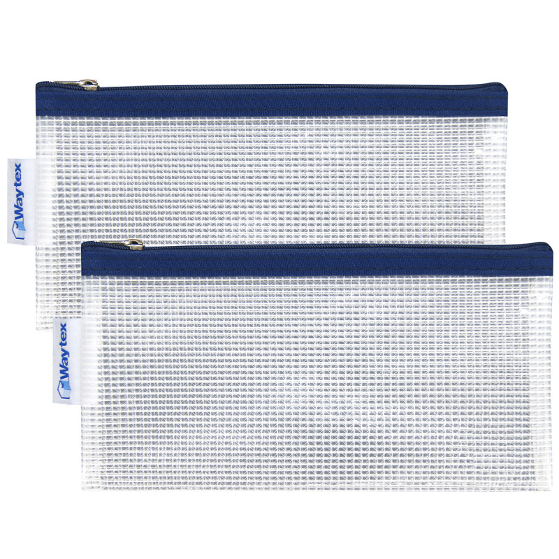 Lot de 2 Trousses transparente Eva zippée 11x22 cm bordure marine