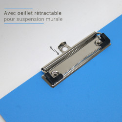 Lot de 4 Portes bloc à pince A4 polypro 2mm 22.5 x 31.5 cm Bleu ciel