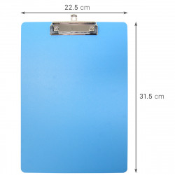 Lot de 4 Portes bloc à pince A4 polypro 2mm 22.5 x 31.5 cm Bleu ciel