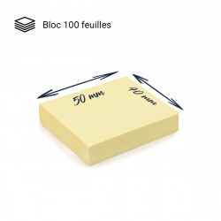 Notes repositionnables rectangles jaunes 12x100 feuilles 50x40mm