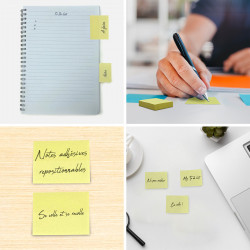 Notes repositionnables rectangles jaunes 12x100 feuilles 50x40mm