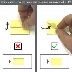 Notes repositionnables rectangles jaunes 12x100 feuilles 50x40mm