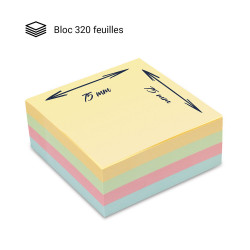 Notes autocollantes Pack 6 blocs 320 feuilles couleur pastel 75x75 mm