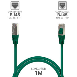 Câble Réseau Ethernet RJ45 Cat 5e FTP blindé Vert 1m