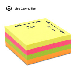 Notes autocollantes Pack 6 blocs 320 feuilles couleur N2ON 75x75 mm