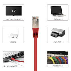 Câble Réseau Ethernet RJ45 Cat 5e FTP blindé Rouge 1m