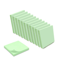 Lot 12 blocs notes adhésives 100 feuilles vert pastel 75x75mm