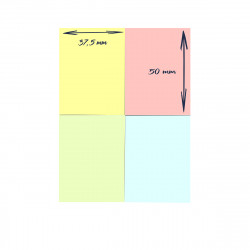 Notes repositionnables pastels 4 couleurs 12x100 feuilles 37,5x50mm