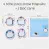 3 Sets de 100 Notes repositionnables animaux mignons Pingouins