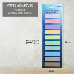 4 Sets de 200 Marque-pages plastique repositionnables pastel 45x12 mm