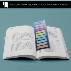 4 Sets de 200 Marque-pages plastique repositionnables pastel 45x12 mm
