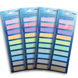 4 Sets de 200 Marque-pages plastique repositionnables pastel 45x12 mm