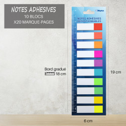 4 Sets de 200 Marque-pages plastique repositionnables pastel 45x12 mm