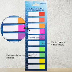 4 Sets de 200 Marque-pages plastique repositionnables pastel 45x12 mm