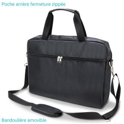 Sacoche Porte Documents Multipoches et PC jusqu'à 15.6'' Nylon Noir
