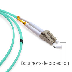 Jarretière opti Multim OM3 50/125 duplex Zipp aqua Turq LC/LC 20.00m