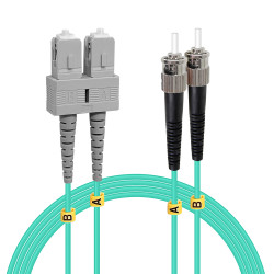 Jarretière opti Multim OM3 50/125 duplex Zipp aqua Turq ST/SC 3.00m
