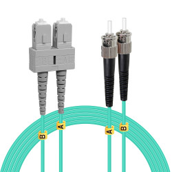 Jarretière opti Multim OM3 50/125 duplex Zipp aqua Turq ST/SC 5.00m