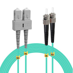 Jarretière opti Multim OM3 50/125 duplex Zipp aqua Turq ST/SC 10.00m